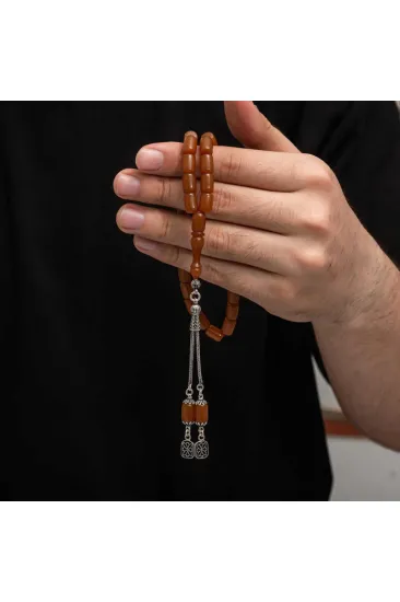 Gümüş Püskül Sıkma Kehribar Tesbih Gümüş Püskül Sıkma Kehribar Tesbih