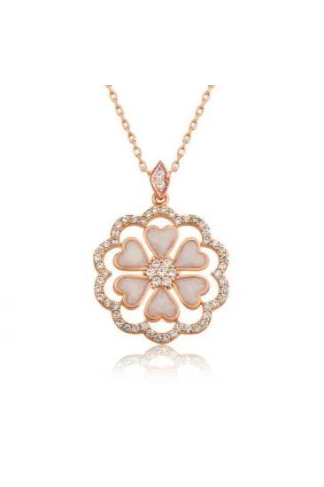 Gümüş Rose Kalp Çiçek Bayan Kolye Gümüş Rose Kalp Çiçek Bayan Kolye