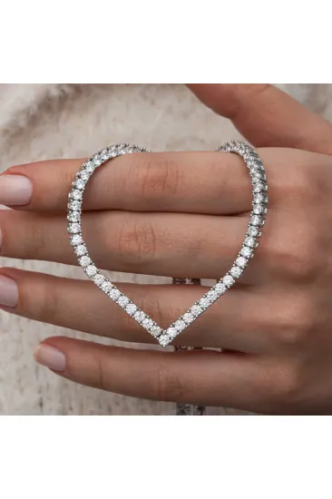 Gümüş V Model Su Yolu Kadın Kolye Gümüş V Model Su Yolu Kadın Kolye