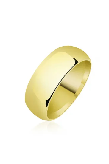 8 mm Düz Bombeli Gold Gümüş Alyans 8 mm Düz Bombeli Gold Gümüş Alyans