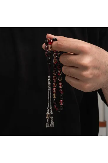 Gümüş Püskül Sıkma Kehribar Tesbih Gümüş Püskül Sıkma Kehribar Tesbih