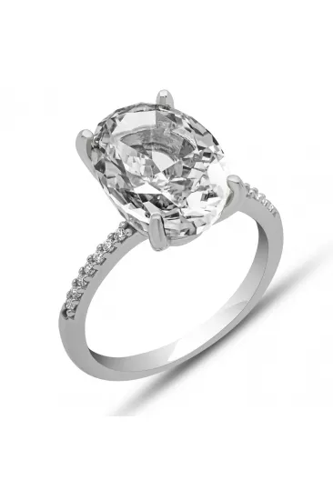 Gümüş Ice Cut Oval Zirkon Taşlı Kadın Yüzük Gümüş Ice Cut Oval Zirkon Taşlı Kadın Yüzük