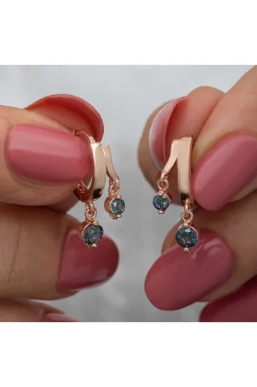 Gümüş Rose Sallantılı Mistik Topaz Kadın Küpe Gümüş Rose Sallantılı Mistik Topaz Kadın Küpe