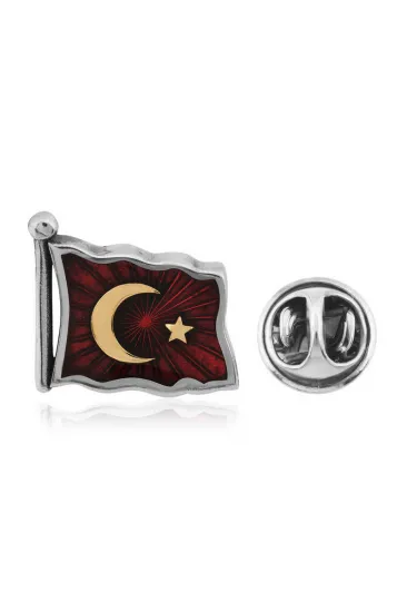 Gümüş Türk Bayrağı Rozet Gümüş Türk Bayrağı Rozet