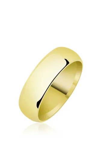 6 mm Düz Bombeli Gold Gümüş Alyans
