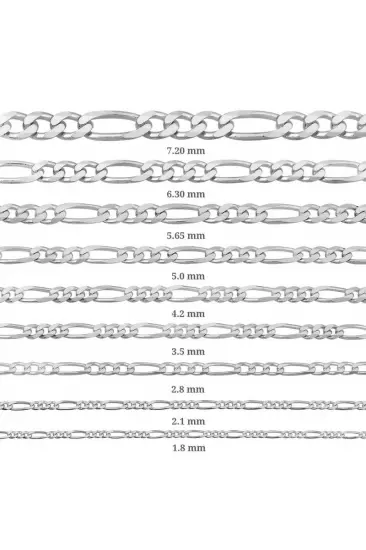 6.30 mm Gümüş Figaro Zincir - 180 mikron 6.30 mm Gümüş Figaro Zincir - 180 mikron