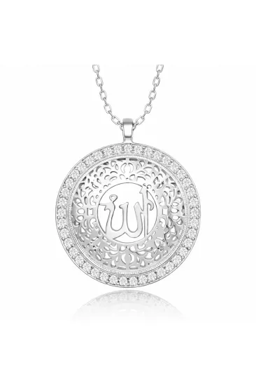 Gümüş Allah Yazılı Kadın Kolye Gümüş Allah Yazılı Kadın Kolye
