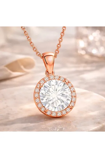Gümüş Rose Yuvarlak Montür Kadın Kolye Gümüş Rose Yuvarlak Montür Kadın Kolye