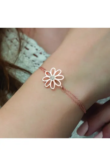 Gümüş Rose Çiçek Bayan Bileklik Gümüş Rose Çiçek Bayan Bileklik