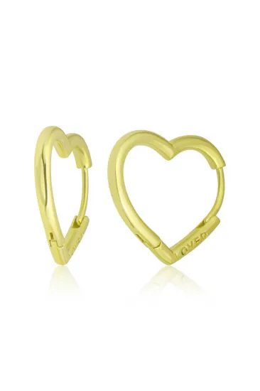 Gümüş Gold Loved Yazılı Taşsız Kalp Kadın Küpe Gümüş Gold Loved Yazılı Taşsız Kalp Kadın Küpe