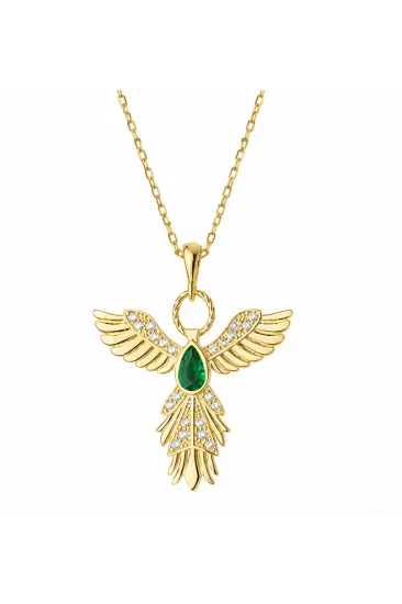 Gümüş Anka Kuşu Figürlü Gold Kadın Kolye Gümüş Anka Kuşu Figürlü Gold Kadın Kolye