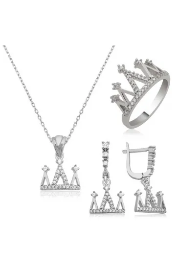 Gümüş Kraliçe Tacı Bayan Set Gümüş Kraliçe Tacı Bayan Set