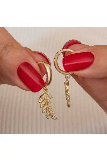 Gümüş Gold Sallantılı Başak Kadın Küpe Gümüş Gold Sallantılı Başak Kadın Küpe