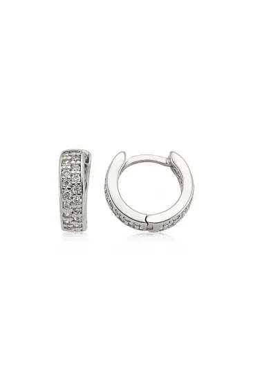 Gümüş Taşlı Halka Küpe Gümüş Taşlı Halka Küpe