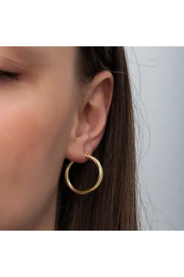 Gümüş Gold 3 mm Burgu Şarnel Küpe Gümüş Gold 3 mm Burgu Şarnel Küpe