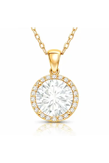 Gümüş Gold Yuvarlak Montür Kadın Kolye Gümüş Gold Yuvarlak Montür Kadın Kolye