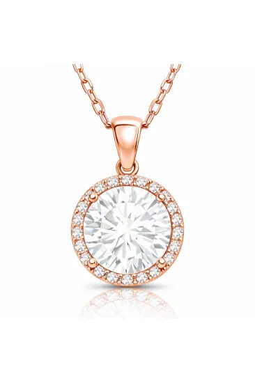 Gümüş Rose Yuvarlak Montür Kadın Kolye Gümüş Rose Yuvarlak Montür Kadın Kolye