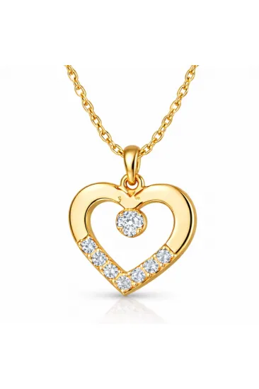 Gümüş Gold Minik Kalpli Tektaş Kadın Kolye Gümüş Gold Minik Kalpli Tektaş Kadın Kolye