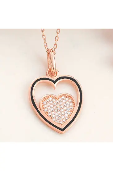 Gümüş Rose Kalp Kadın Kolye Gümüş Rose Kalp Kadın Kolye