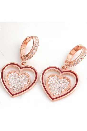 Gümüş Rose Sallantılı Kalp Kadın Küpe Gümüş Rose Sallantılı Kalp Kadın Küpe