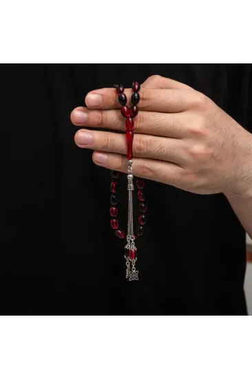Gümüş Püskül Sıkma Kehribar Tesbih Gümüş Püskül Sıkma Kehribar Tesbih