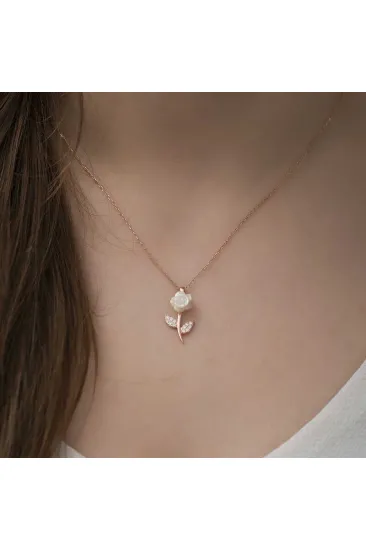 Gümüş Rose Beyaz Gül Kolye Gümüş Rose Beyaz Gül Kolye