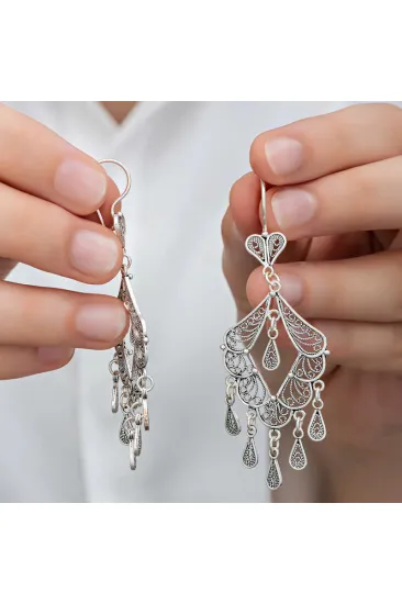 Gümüş Telkari Sallantılı Kadın Küpe Gümüş Telkari Sallantılı Kadın Küpe