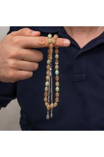 Metal Püsküllü Arpa Kesim Sıkma Kehribar Tesbih Metal Püsküllü Arpa Kesim Sıkma Kehribar Tesbih