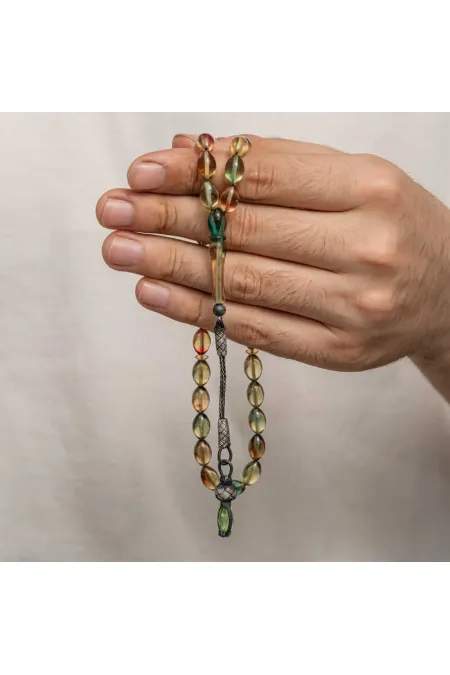 Gümüş 1000 Ayar Kazaz Püsküllü Sıkma Kehribar Tesbih Gümüş 1000 Ayar Kazaz Püsküllü Sıkma Kehribar Tesbih