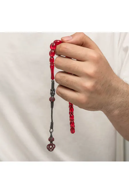 Gümüş Kazaz Püsküllü Sıkma Kehribar Tesbih Gümüş Kazaz Püsküllü Sıkma Kehribar Tesbih