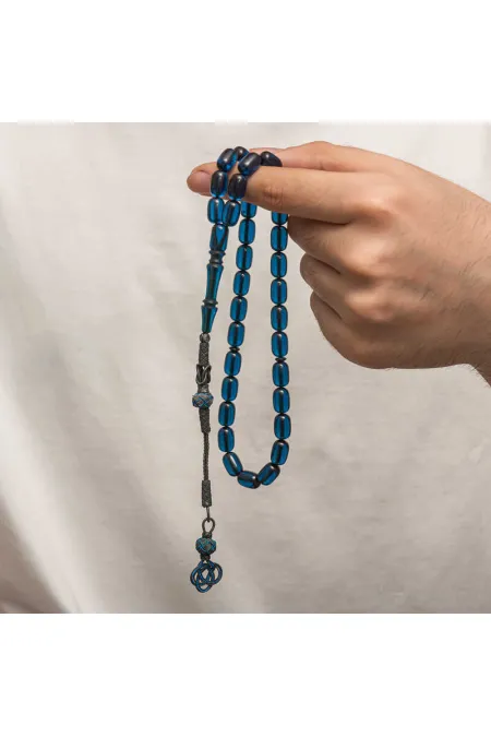 Gümüş Kazaz Püsküllü Sıkma Kehribar Tesbih Gümüş Kazaz Püsküllü Sıkma Kehribar Tesbih