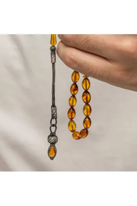 Gümüş 1000 Ayar Kazaz Püsküllü Sıkma Kehribar Tesbih Gümüş 1000 Ayar Kazaz Püsküllü Sıkma Kehribar Tesbih