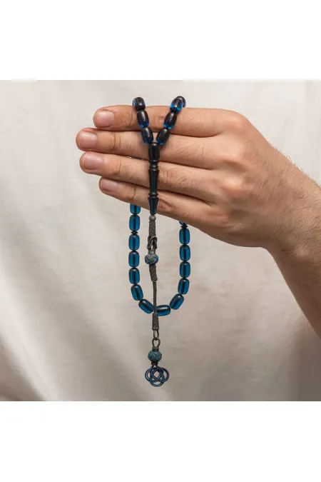 Gümüş Kazaz Püsküllü Sıkma Kehribar Tesbih Gümüş Kazaz Püsküllü Sıkma Kehribar Tesbih