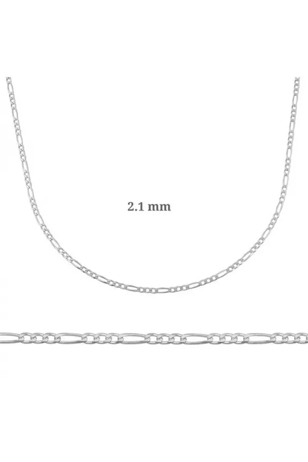 2.10 mm Gümüş Figaro Zincir - 0.60 mikron 2.10 mm Gümüş Figaro Zincir - 0.60 mikron