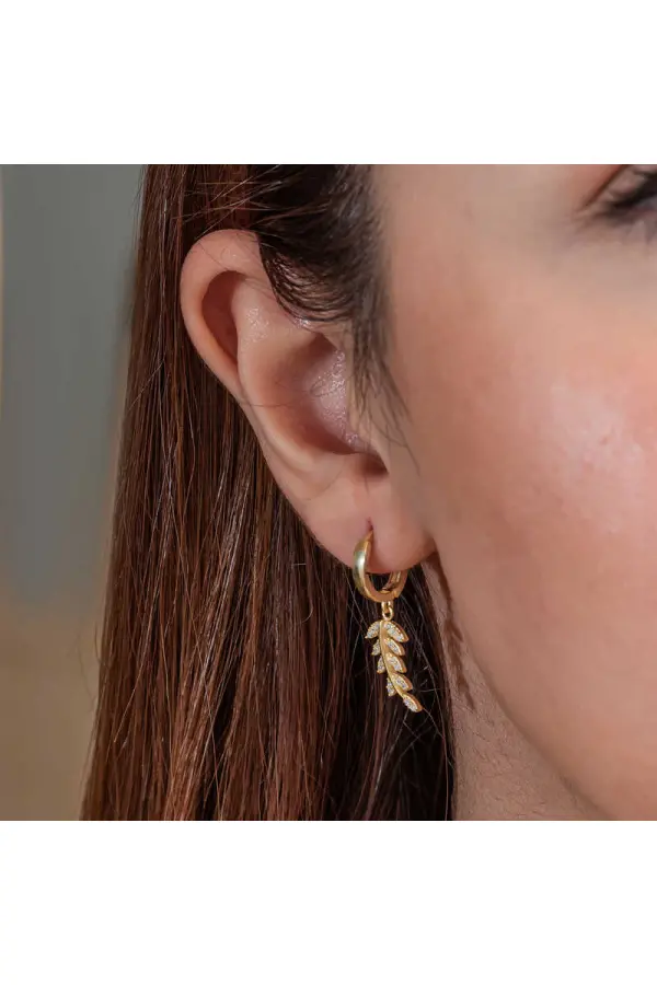 Gümüş Gold Sallantılı Başak Kadın Küpe Gümüş Gold Sallantılı Başak Kadın Küpe