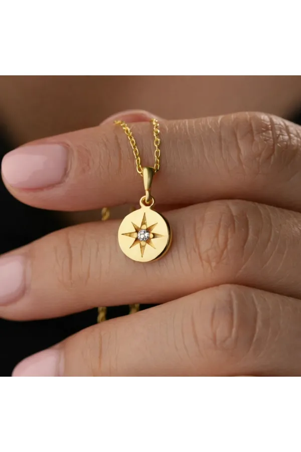 Gümüş Gold Minimal Yıldız Kadın Kolye Gümüş Gold Minimal Yıldız Kadın Kolye