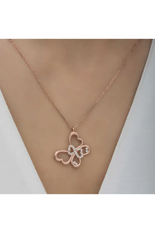 Gümüş Rose Sonsuzluk Kelebek Kadın Kolye Gümüş Rose Sonsuzluk Kelebek Kadın Kolye