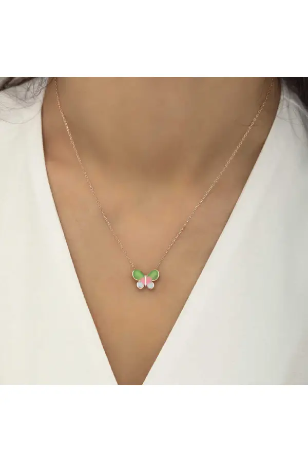 Gümüş Rose Minimal Kelebek Bayan Kolye Gümüş Rose Minimal Kelebek Bayan Kolye