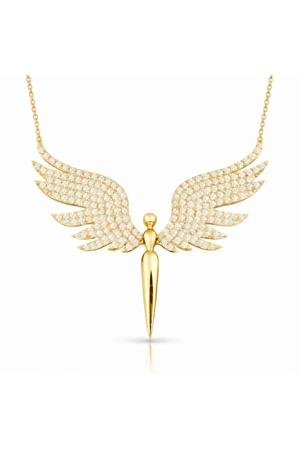 Gümüş Gold Mikail Meleği Kadın Kolye Gümüş Gold Mikail Meleği Kadın Kolye
