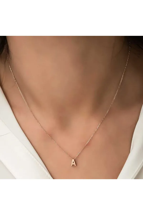 Gümüş Rose 3 Boyutlu A Harf Bayan Kolye Gümüş Rose 3 Boyutlu A Harf Bayan Kolye