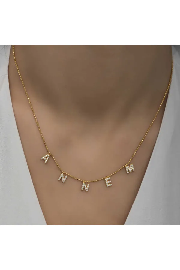 Gümüş Gold Annem Yazılı Bayan Kolye Gümüş Gold Annem Yazılı Bayan Kolye