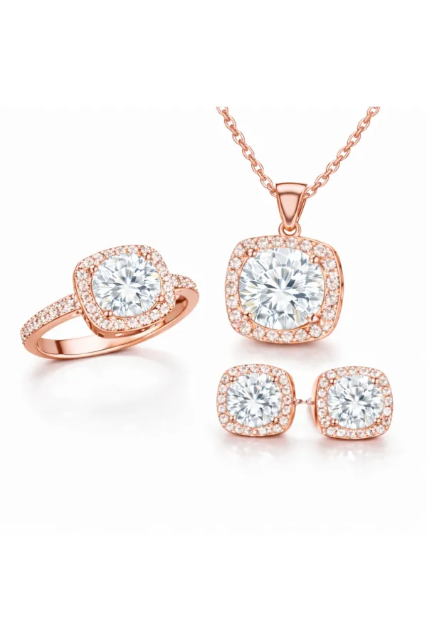 Gümüş Rose Kare Montür Kadın Set Gümüş Rose Kare Montür Kadın Set