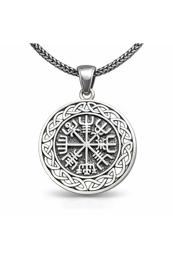 Gümüş Vegvisir Viking Pusulası Erkek Kolye