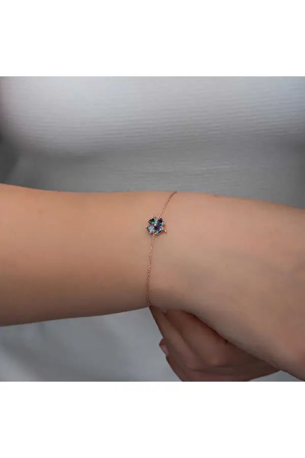 Gümüş Rose Mistik Topaz Yonca Kadın Bileklik Gümüş Rose Mistik Topaz Yonca Kadın Bileklik