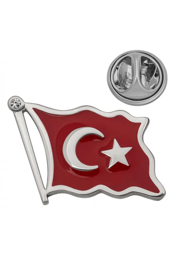 Gümüş Türk Bayrağı Rozet Gümüş Türk Bayrağı Rozet