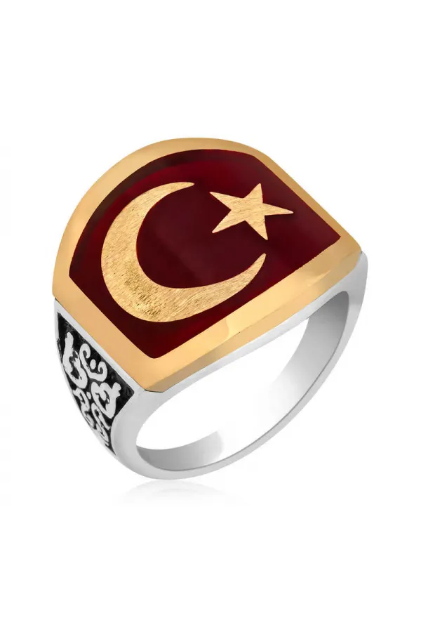 Gümüş Ay Yıldız Erkek Yüzük Gümüş Ay Yıldız Erkek Yüzük