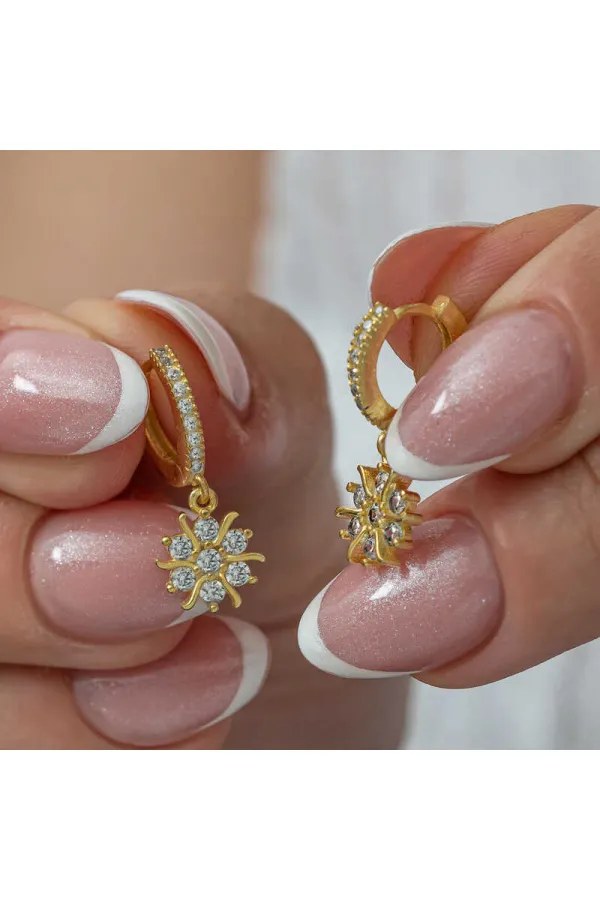 Gümüş Gold Sallantılı Güneş Kadın Küpe Gümüş Gold Sallantılı Güneş Kadın Küpe