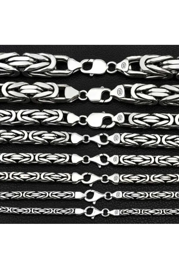 Gümüş Kral Zincir - 10 mm Köşeli Gümüş Kral Zincir - 10 mm Köşeli