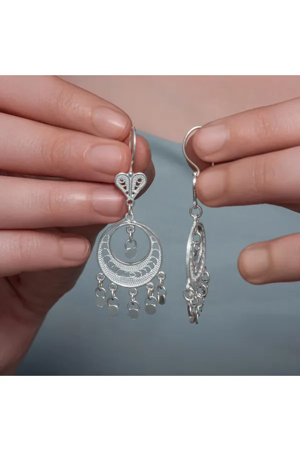 Gümüş Ay Dansı Telkari Kadın Küpe Gümüş Ay Dansı Telkari Kadın Küpe