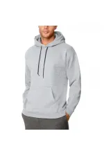 Erkek Uzun Kol Kapşonlu Basic Sweatshirt Hoodie - Gri Erkek Uzun Kol Kapşonlu Basic Sweatshirt Hoodie - Gri